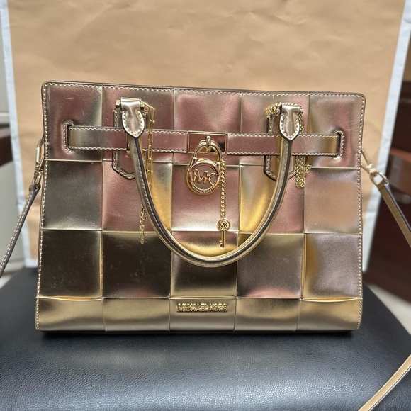 Michael Kors Metallic Gold Satchel - Picture 1 of 10